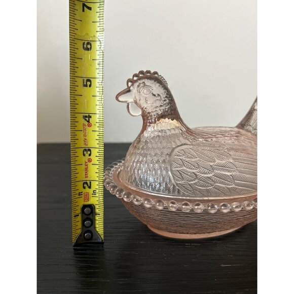 Rare VTG Indiana Glass Pale Pink Peach Glass Hen on Nest Candy Dish Granny-Core - Picture 11 of 14